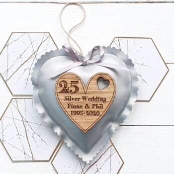 23rd Silver Plate Anniversary Personalised Heart Gift, 3 of 3