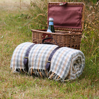 Olive Green And Mustard Check Picnic Blanket, 4 of 4