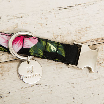 The Chelsea Pink And Black Floral Dog Collar, 2 of 4