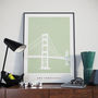 San Francisco Golden Gate Bridge Poster. Landmark Print, thumbnail 1 of 2