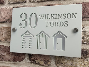 Personalised Beach Huts Design House Sign Acrylic, 5 of 9