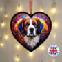 St Bernard Stained Glass Effect Heart Suncatcher, thumbnail 1 of 5