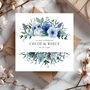 Personalised Wedding Card: Blue Floral Design, thumbnail 1 of 5