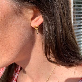 Bramerton Gold Plated Heritage Rectangle Earrings, 2 of 4