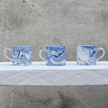 Marbled Blue And White Ceramic Small Coffee Cup, 5 of 5