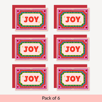 Pack Of Six Retro Joy Christmas Cards, 6 of 6