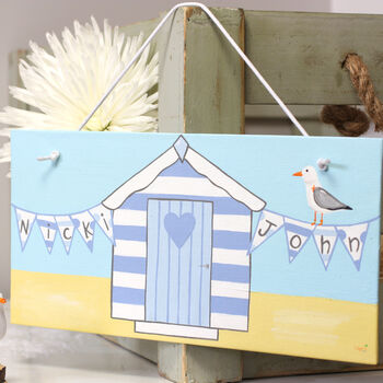 Personalised Family Beach Hut Canvas Sign, 9 of 11