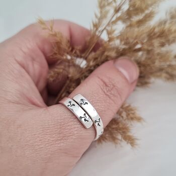 Adjustable Sterling Silver Wishes Wrap Ring, 2 of 8
