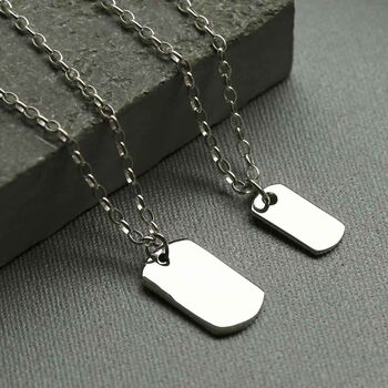 Sterling Silver Medium Solid Dog Tag Necklace, 4 of 8