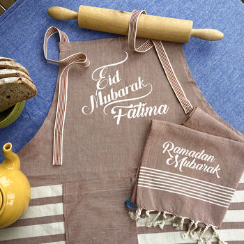 Personalised Cotton Apron And Tea Towels, Eid Gift, 5 of 9