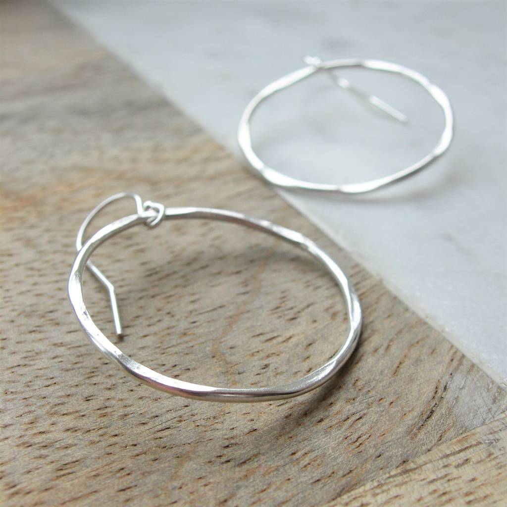 large hammered sterling silver circle earrings by hazey designs ...