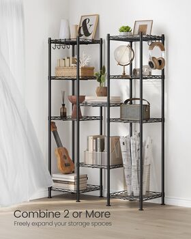 Five Tier Bathroom Storage Rack With Hooks, 7 of 9
