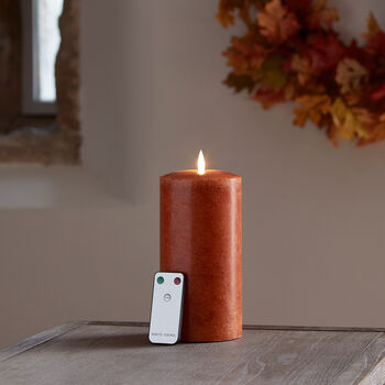 20cm Tru Glow® Mottled Orange LED Chapel Candle, 2 of 4