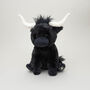 Black Longhorn Medium Highland Cow Plush 23cm Soft Toy, thumbnail 7 of 8