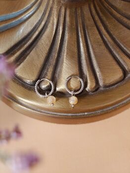 Round Gold Rutilated Quartz Twisted Hoop Earrings, 4 of 12