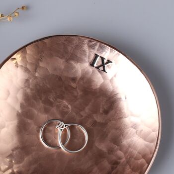 9th Annniversary Gift Handmade Round Copper Dish, 5 of 7