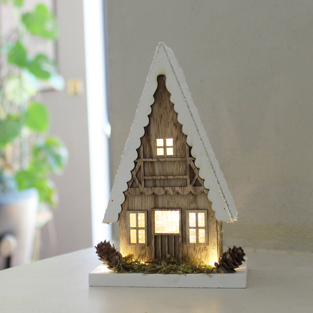 LED Wooden House Scene By Lime Tree London