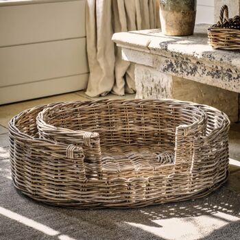 Hove Luxury Hand Woven Rattan Pet Bed, 5 of 9