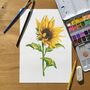 Hand Painted Watercolour Sunflower Print, thumbnail 3 of 8
