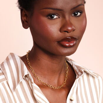 Hammered Oval Chain Necklace In Gold Plating, 3 of 5