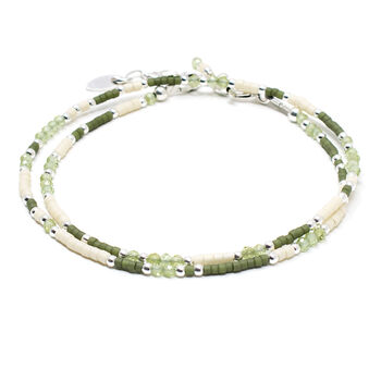 Peridot And Sterling Silver Beaded Layered Wrap Bracelet, 2 of 2