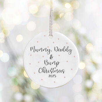 Personalised Mummy, Daddy And Bump Christmas Decoration, 2 of 8