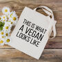 'What A Vegan Looks Like' Cotton Tote Bag, thumbnail 3 of 3