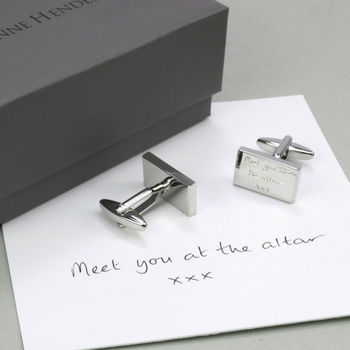 Engraved Handwriting Oblong Cufflinks, 2 of 3