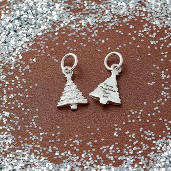 Personalised Christmas Tree Solid Silver Charm, 2 of 8