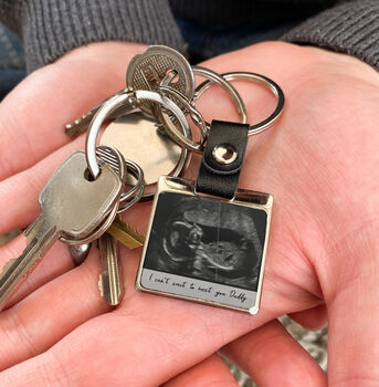 Personalised Baby Ultrasound Leather And Metal Keyring, 3 of 3