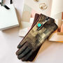 Merino Wool Gloves In Check With Zip Detail, thumbnail 3 of 12