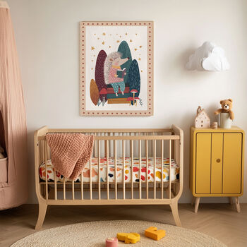 Little Hedgehog Book Nursery Art Print, 3 of 4