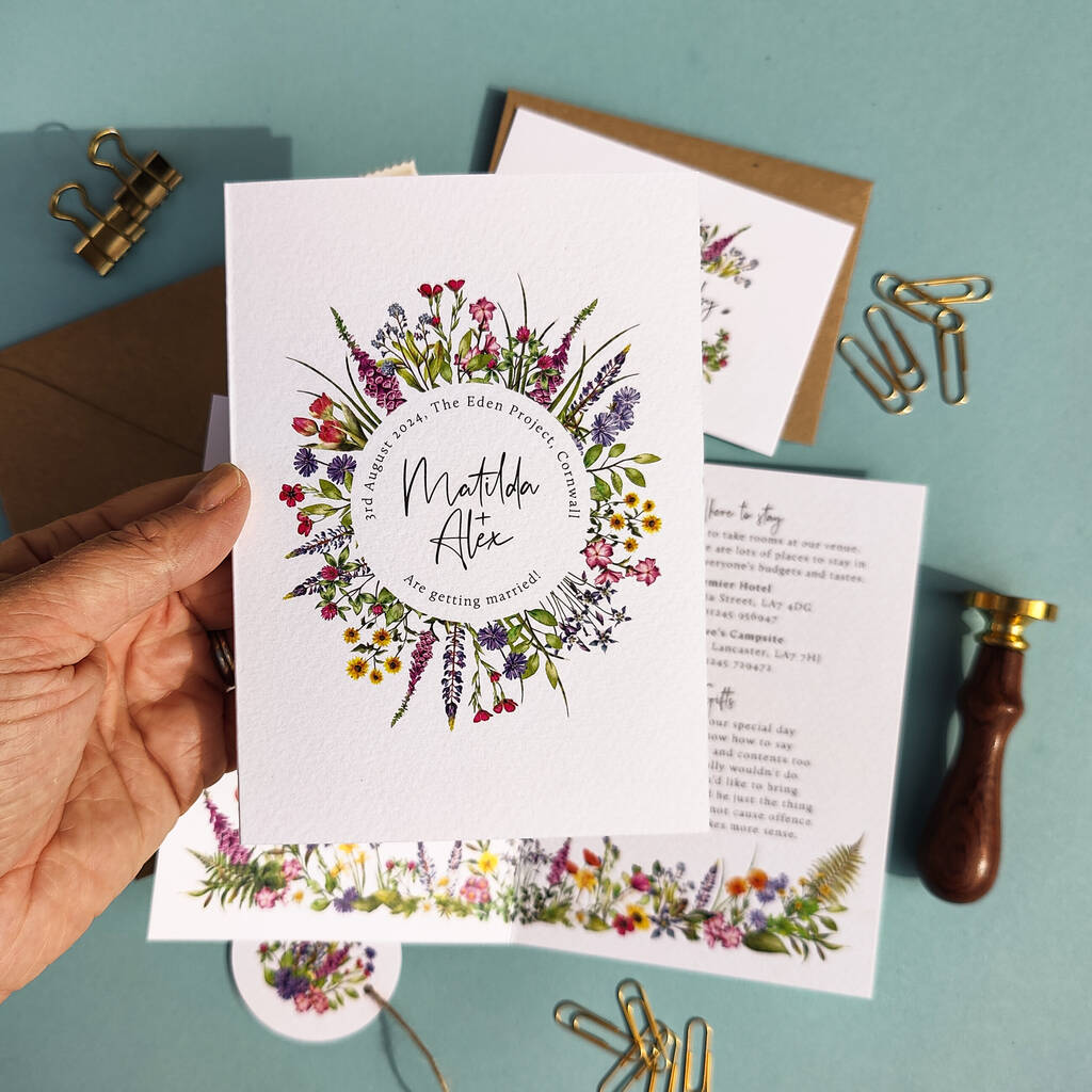 Wildflower Folded Wedding Invitation Suite By Paper Willow ...