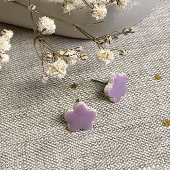 Tiny Lilac Pastel Flower Stud Earrings, 8 of 8