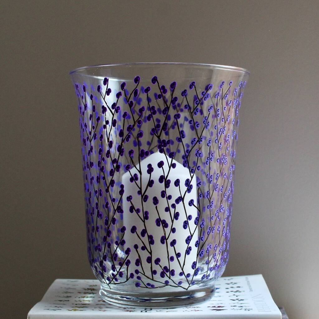Purple Berry Painted Glass Lantern Vase By Samara Ball Designs