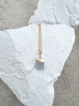 Amazonite Cube Necklace Real 18k Gold Plated, 2 of 6