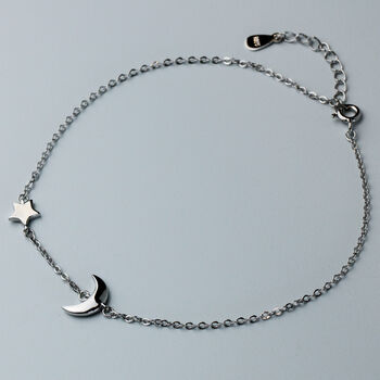 Sterling Silver Moon And Star Anklet, 2 of 5