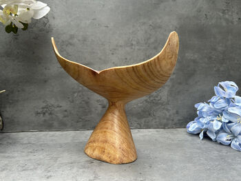 Hand Carved 19cm Diving Whale Tail Wooden Ornament Gift, 2 of 12