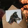 Wolf And Autumn Forest Trees Double Exposure Birthday Card, thumbnail 3 of 5