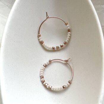 Pearly White And Fair Trade Nuggets Medium Hoops, 7 of 9