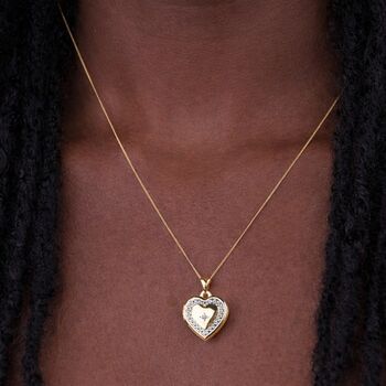 Personalised 9ct Mixed Gold Diamond Heart Locket Necklace With Photos, 2 of 10