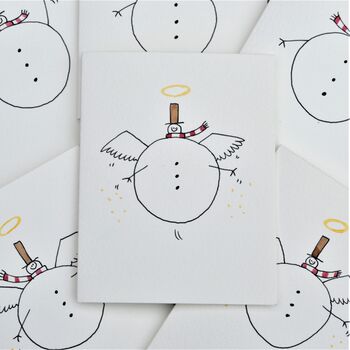 Pack Of Six Snowmen Angels/With Snowballs Cards, 2 of 3