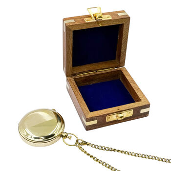 Personalised Brass Pocket Watch With Wooden Box, 4 of 12
