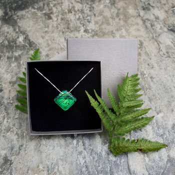 Emerald Green Glass Pendant Necklace, 9 of 10