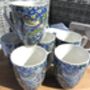 Set Of Six Aspen Mugs In Blue Strawberry Thief Design, thumbnail 6 of 12