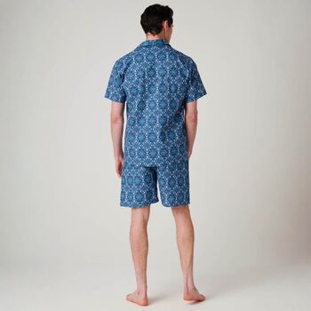 Men's 'Marrakesh' Paisley Crisp Cotton Short Pyjama Set, 3 of 4