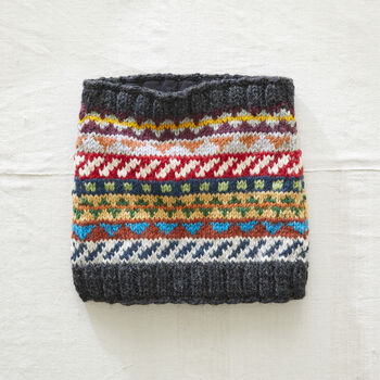 Fair Trade Fair Isle Neckwarmer Lined Repurposed Wool, 3 of 7