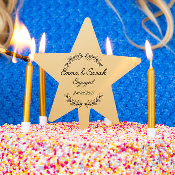 Personalised Couples Engagement Star Cake Topper, 2 of 7