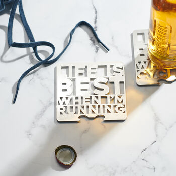 Running Stainless Steel Coaster With Bottle Opener, 3 of 10