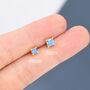 Sterling Silver Princess Cut Emerald Green Cz Stud Earrings, thumbnail 3 of 12